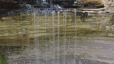 Layered Rock Cascade in Clifty Falls State Park Indiana Stock-Footage 341542295