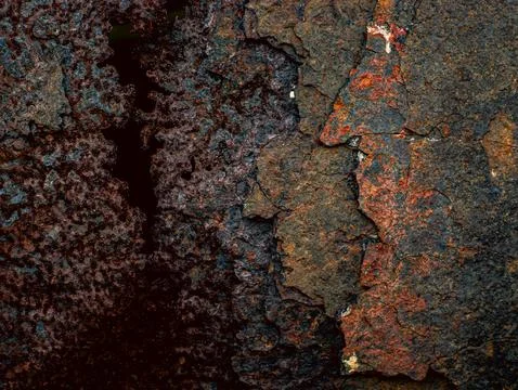 Layered Rust Texture with Red Paint Traces Abstract Metal Surface Background Stock Photos
