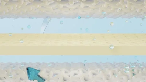 Layered sheet material mattress with ventilate shows, bubbles, arrows isola.. Video stock 276152574