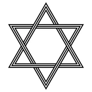 Layered six pointed star with overlapping triangles and hexagon center Stock Illustration