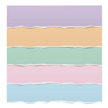 Layered slips of torn paper in differen colors Illustrazione stock