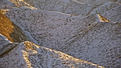Layered Snowy Danxia Hills Sunset B Roll Stock Footage 325860780