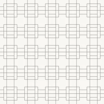 Layered square lattice seamless pattern in minimal line design, geometric grid 库存插图
