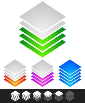 Layered stacks. progress, level indicator symbol Stock Illustration