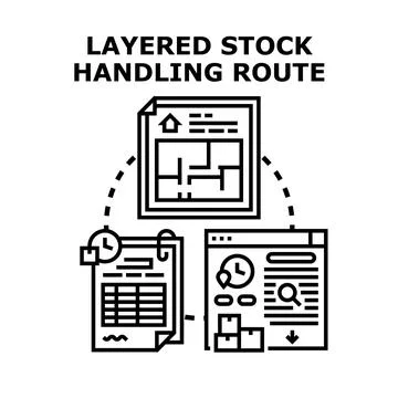 Layered stock handling route optimizing warehouse logistics Illustration