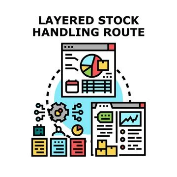 Layered stock handling route process optimization Stock Illustration