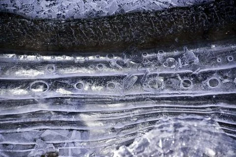 Layered structure of freezing water Stock Photos