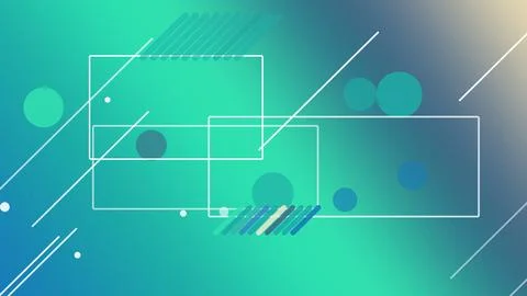 Layered thin outlined rectangles, dots, and diagonal lines float on a sooth.. Illustrazione stock