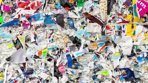 Layered torn paper posters on a public bulletin board, animated background Video stock 333977502