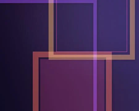 Layered translucent frames overlap in a rich violet and coral composition, .. Illustrazione stock