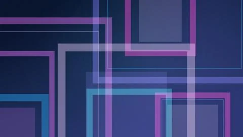 Layered translucent rectangles and fine lines create a sleek blue and purpl.. Stockillustratie