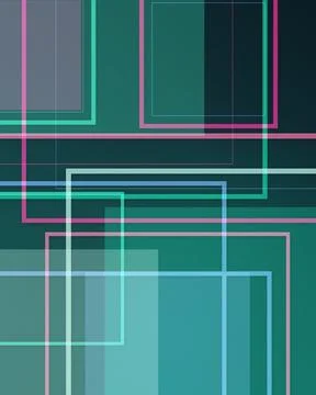 Layered translucent rectangles and intersecting lines create a modern abstr.. 库存插图