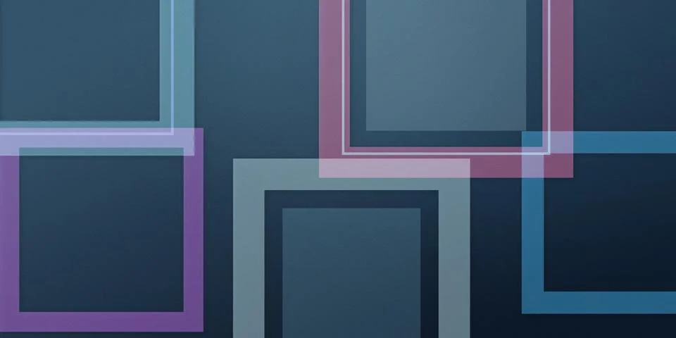 Layered translucent rectangles create a calm, sophisticated abstract compos.. Stockillustratie