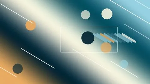 Layered transparent rectangles and smooth bokeh circles drift over teal-blu.. Stock Illustration
