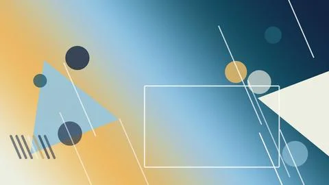 Layered UI frames and geometric dots hover over a blue gradient background .. Stock Illustration