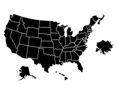 LAYERED USA MAP SILHOUETTE VECTOR ART Stock Illustration