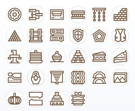Layered Vector Icon Arsenal with 28 256x256 Bold Line Grid Fitted designs Stock Illustration