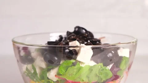 Layered vegetable salad Stock Footage 155783822
