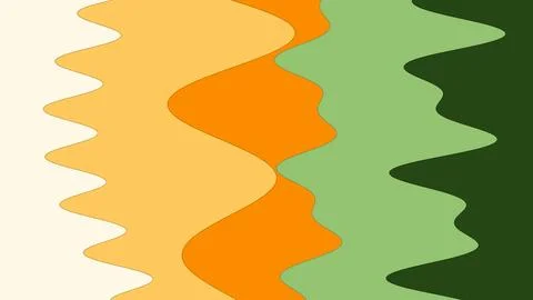 Layered vertical waves combine cream yellow orange and green tones creating a Illustrazione stock