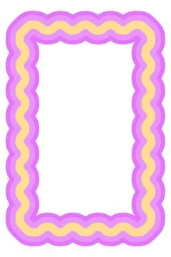 Layered Wavy Rectangle Frame Vector Illustration Decorative Double Border A.. Stock Illustration