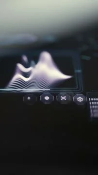 Layered white and purple data waves transform into changing peaks Stock Photos