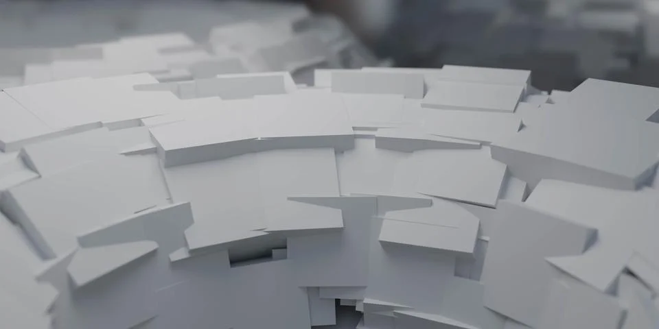 Layered white architectural model 3d render Stock Illustration