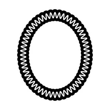 Layered Zigzag Oval Frame Border with Intricate Wavy Decorative Edge Ilustración de archivo