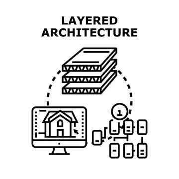 Layering architecture principle designing software and construction plans Stock Illustration