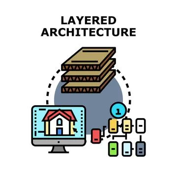Layering architecture principle designing software and construction plans Stock Illustration
