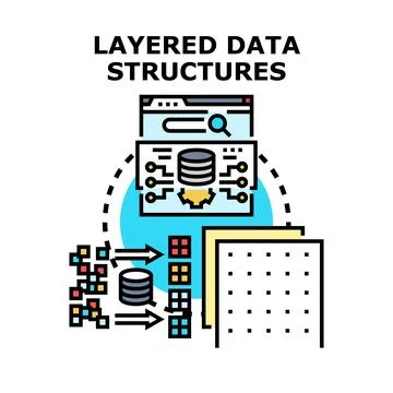 Layering data structures for managing information concepts Illustrazione stock