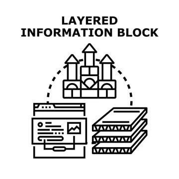 Layering information blocks for data organization concept Stock Illustration