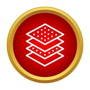 Layering process with stacked panels in a red circle Stock Illustration