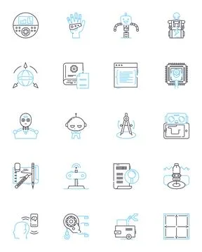 Layering technology linear icons set. Integration, Coherence, Process イラスト素材