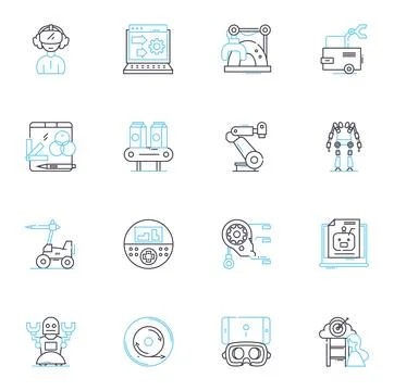 Layering technology linear icons set. Integration, Coherence, Process イラスト素材