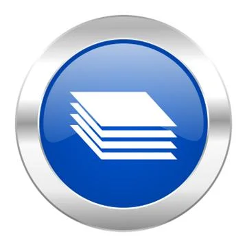 Layers blue circle chrome web icon isolated. Stock Illustration