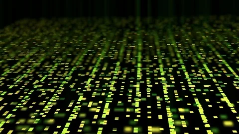 Layers of computer data bytes stream across black screen, abstract Stock Footage 125077250