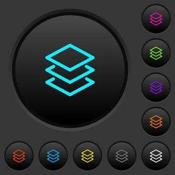 Layers dark push buttons with color icons 库存插图