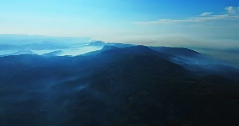 Layers Of Deep Blue Mountain Valleys Hills Cinematic Drone Orbit Parallax 库存影片 300445998