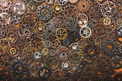 Layers of different cogwheels. Stock Photos