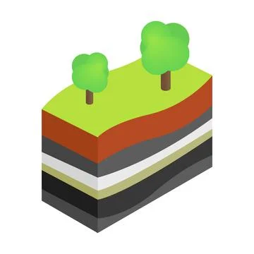 Layers of earth 3d isometric icon Stock Illustration