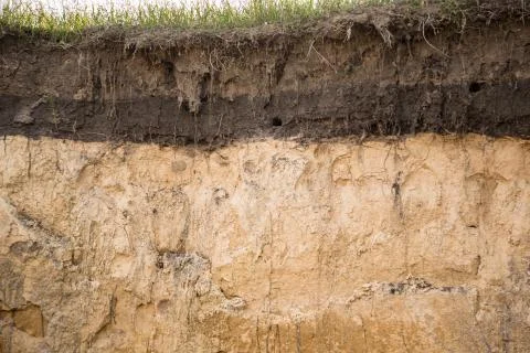 The layers of the earth in a clay pit Stock Photos