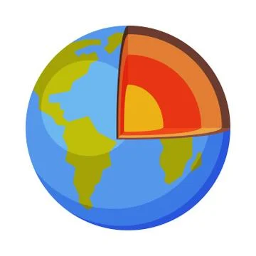 Layers of the Earth, Structure of the Planet, Crust, Core Flat Style Vector Illustrazione stock