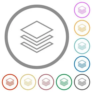 Layers flat icons with outlines Stockillustratie