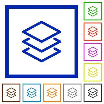 Layers framed flat icons イラスト素材