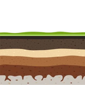 Layers of grass with Underground layers of earth, seamless ground, cut of soi Stock Illustration
