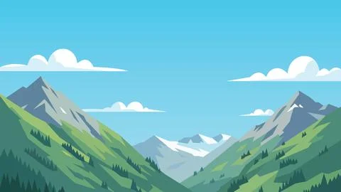 Layers of Hills Flat Design Landscape Stock Illustration