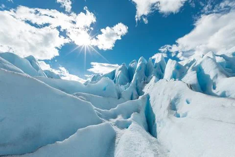 Layers of ice formations of the Perito Moreno Glacier Foto stock
