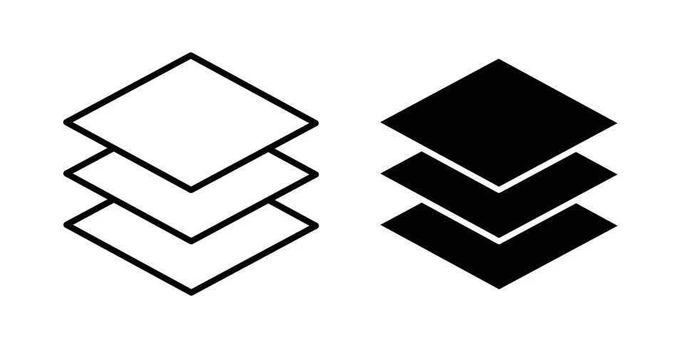 Layers icon black vector isolated on white イラスト素材