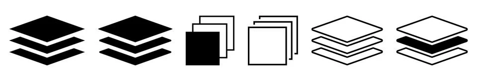 Layers icon collection Stock Illustration