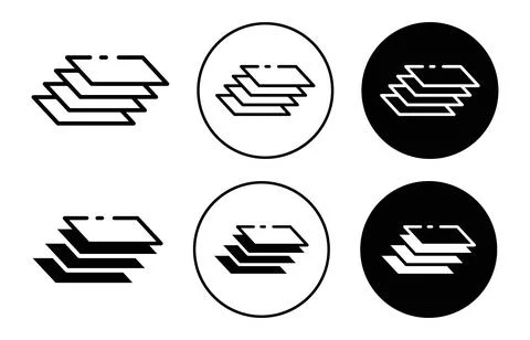 Layers icon collection of outline thin line symbol or sign Stock Illustration